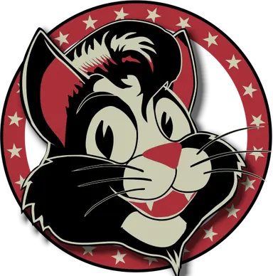 10 Cats Down Logo - Rockabilly cat with pompadour